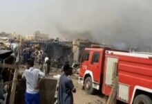 صورة حريق السبخة النيران التهمت 50 كشكا لبيع الملابس و3حوانيت