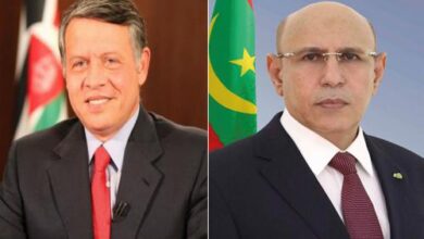 صورة رئيس الجمهورية يجدد لملك المملكة الأردنية الهاشمية حرص موريتانيا على تعزيز التعاون بين البلدين الشقيقين