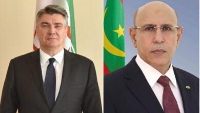 صورة رئيس الجمهورية يجدد للرئيس الكرواتي حرص موريتانيا على تعزيز التعاون بين البلدين