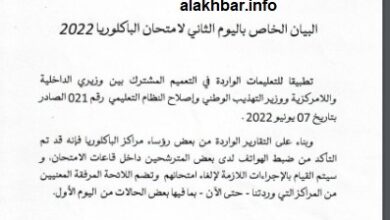 صورة إلغاء امتحان 104 من مترشحي الباكلوريا خلال اليوم الثاني