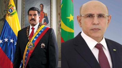 صورة رئيس الجمهورية يجدد لرئيس جمهورية فنزويلا حرص موريتانيا على تعزيز التعاون بين البلدين