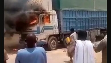 صورة عاجل.. اشتعال شاحنة محملة بالبضائع داخل مدينة الشامي