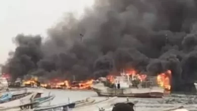صورة نواذيبو: اندلاع حريق بميناء الصيد التقليدي