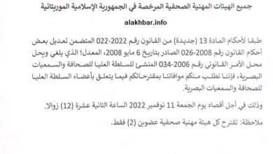 صورة الجمعة آخر أجل لاستقبال المقترحات لعضوية “الهابا”