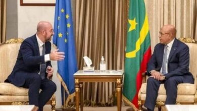 صورة الرئيس غزواني يلتقي رئيس المجلس الأوروبي، السيد شارل ميشل (صورة)