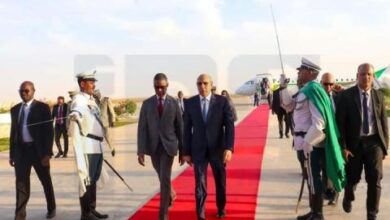 صورة رئيس الجمهورية يعود لنواكشوط بعد المشاركة في أعمال القمة الاستثنائية للاتحاد الإفريقي