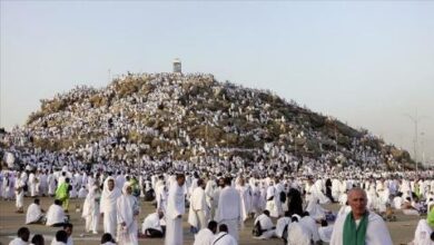 صورة الحجاج يتوافدون على جبل عرفات لأداء ركن الحج الأعظم