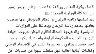 صورة مدون يتساءل عن تغييب ولاية تيرس الزمور من التشكلة الحكومية الأخيرة / محمد ولد زيني