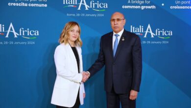 صورة الرئيس غزواني يستقبل من طرف رئيسة الوزراء الإيطالية السيدة جورجا ملوني