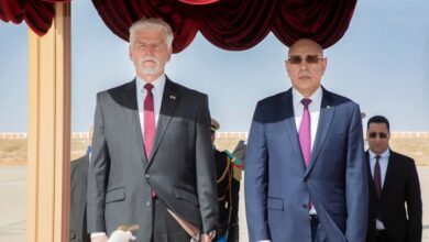 صورة الرئيس الغزواني يستقبل نظيره التشيكي في مستهل زيارة عمل إلى موريتانيا  (صور)