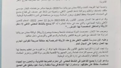 صورة وزارة المعادن تحذر من التنقيب خارج الأروقة المرخصة وتدعو للصرامة في تطبيق القانون (وثيقة)