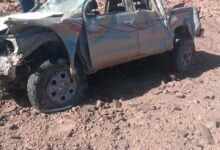 صورة وفاة سائق بعد انقلاب سيارة كان يقلها على مرتفع ولد ابنو بولاية آدرار شمال البلاد