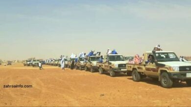 صورة وصول أعمدة الكهرباء إلى عاصمة بلدية أم لحياظ إيذانا ببدء عملية التزويد بالطاقة