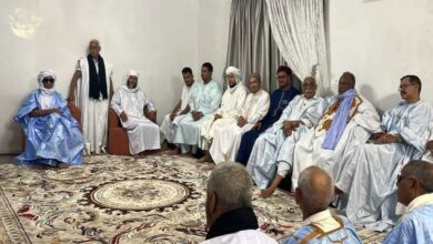 صورة وفود علمية ومشايخ من دول إفريقية يزورون رئيس مهرجان لحويطات للاطمئنان على صحته